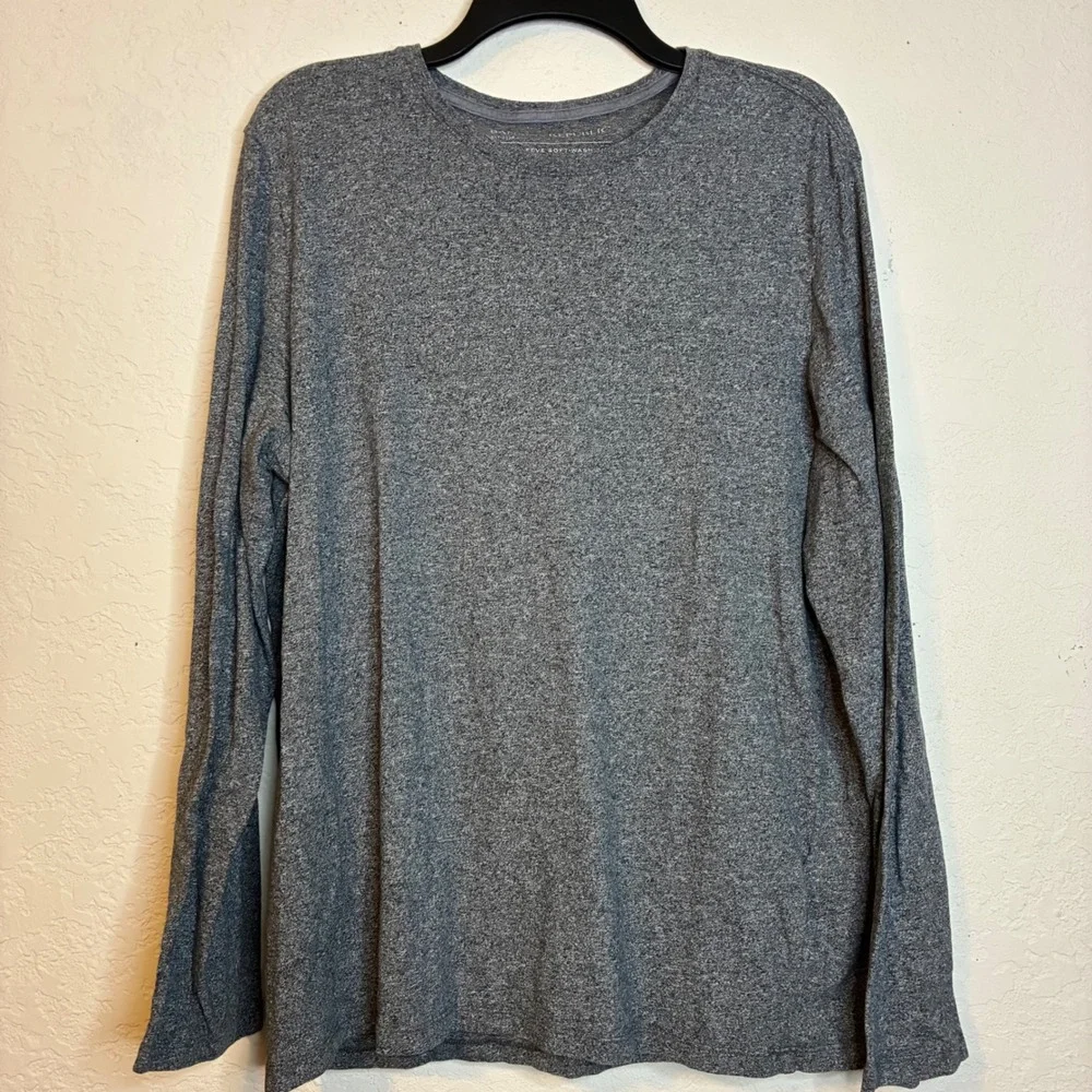 Banana Republic Mens XL Gray Long Sleeve T-Shirt Soft Wash Tee Casual Crew Luxe